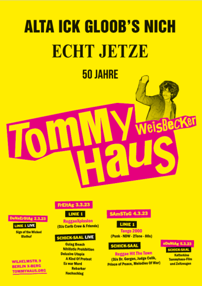 Plakat: 50 Jahre Tommy Weisbecker Haus